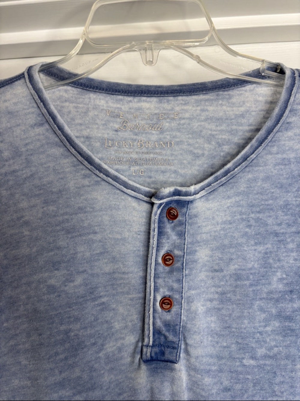 Lucky Brand Men’s Pale Blue Washed Henley Tee